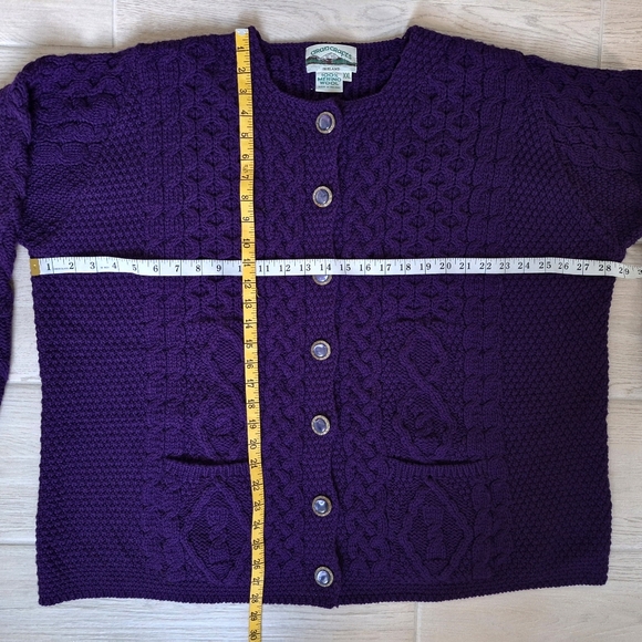Aran Crafts Ireland Meriono Wool Chunky Knit Button Front Cardigan Sweater - XXL - Picture 5 of 8